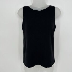 Eileen Fisher XS Black 100% Wool Round Neck Tank Top Sleeveless Pullover Classic